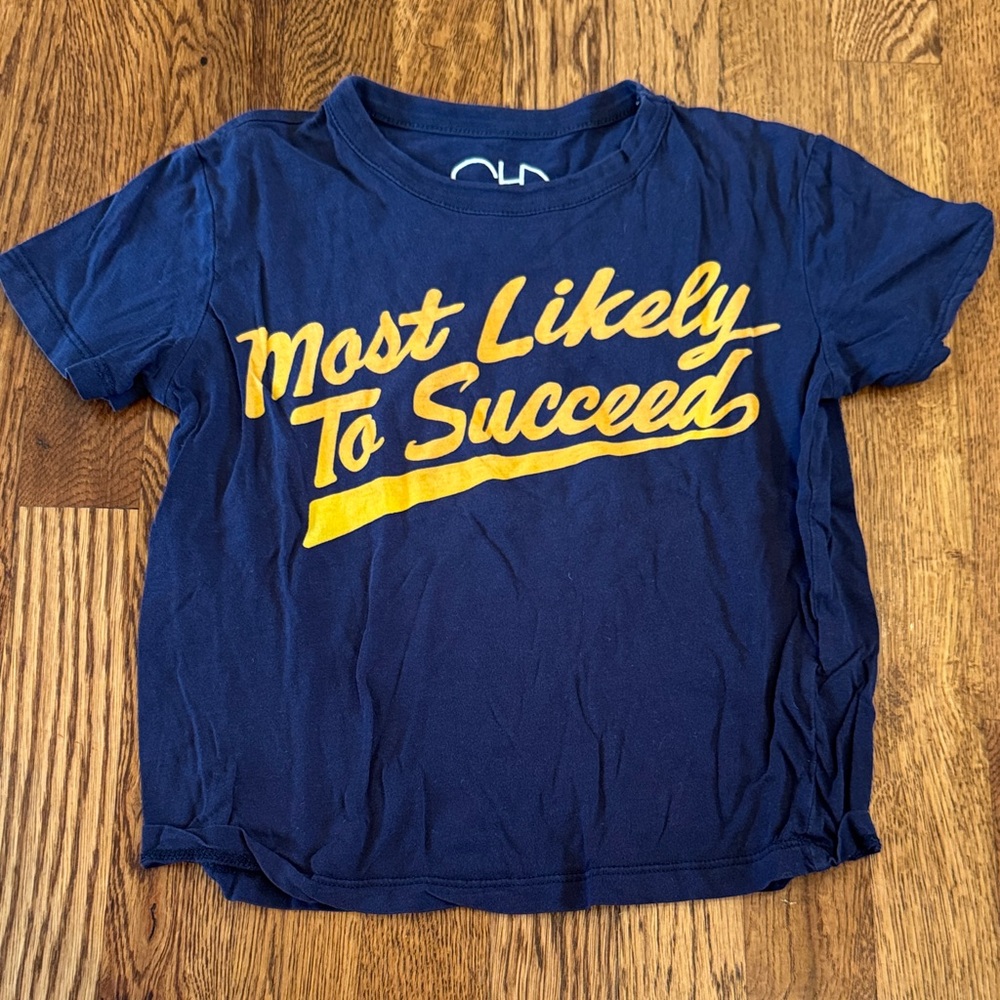 Chaser Kids Tee in Navy with Yellow Graphic Size 6